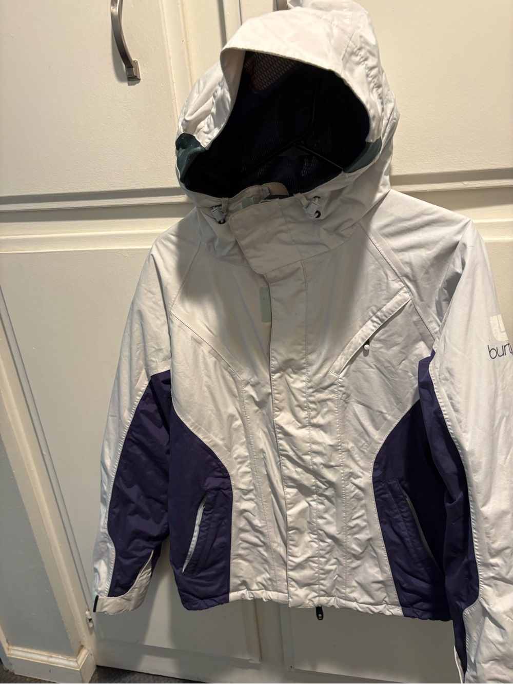 Burton White and Purple Women's Hooded Ski Jacket